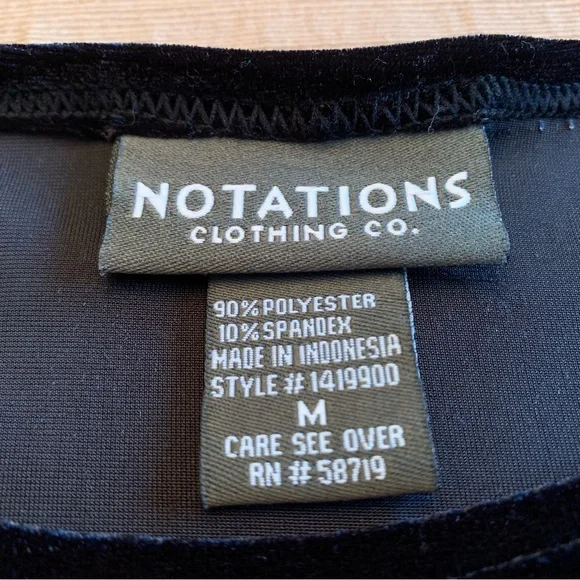 Notations Women's Elegant Black Velvet Tank Top Holiday Classic - Picture 6 of 7